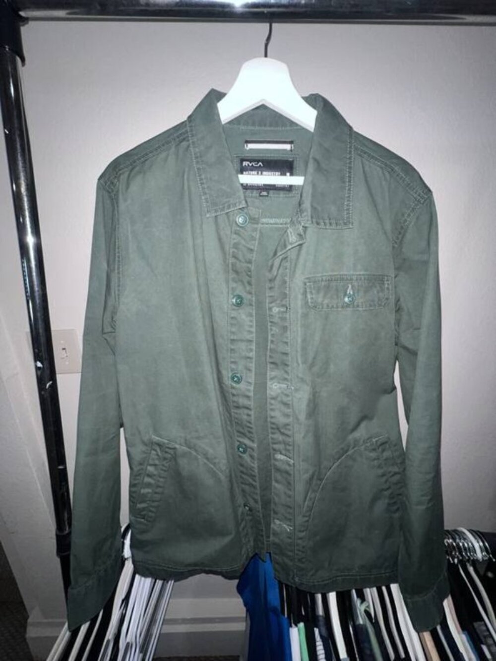 RVCA Olive Green Button-Up Workshirt Jacket Size M
